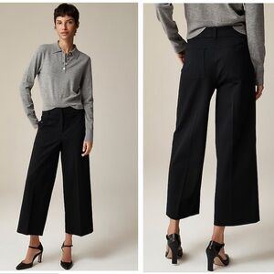 j crew Sydney wide-leg pant in bi-stretch cotton blend black